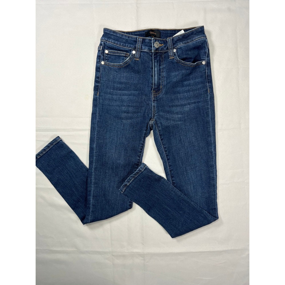 Quince Skinny Jeans Women 25 Dark Wash Stretch High Rise 26 Inseam Classic
